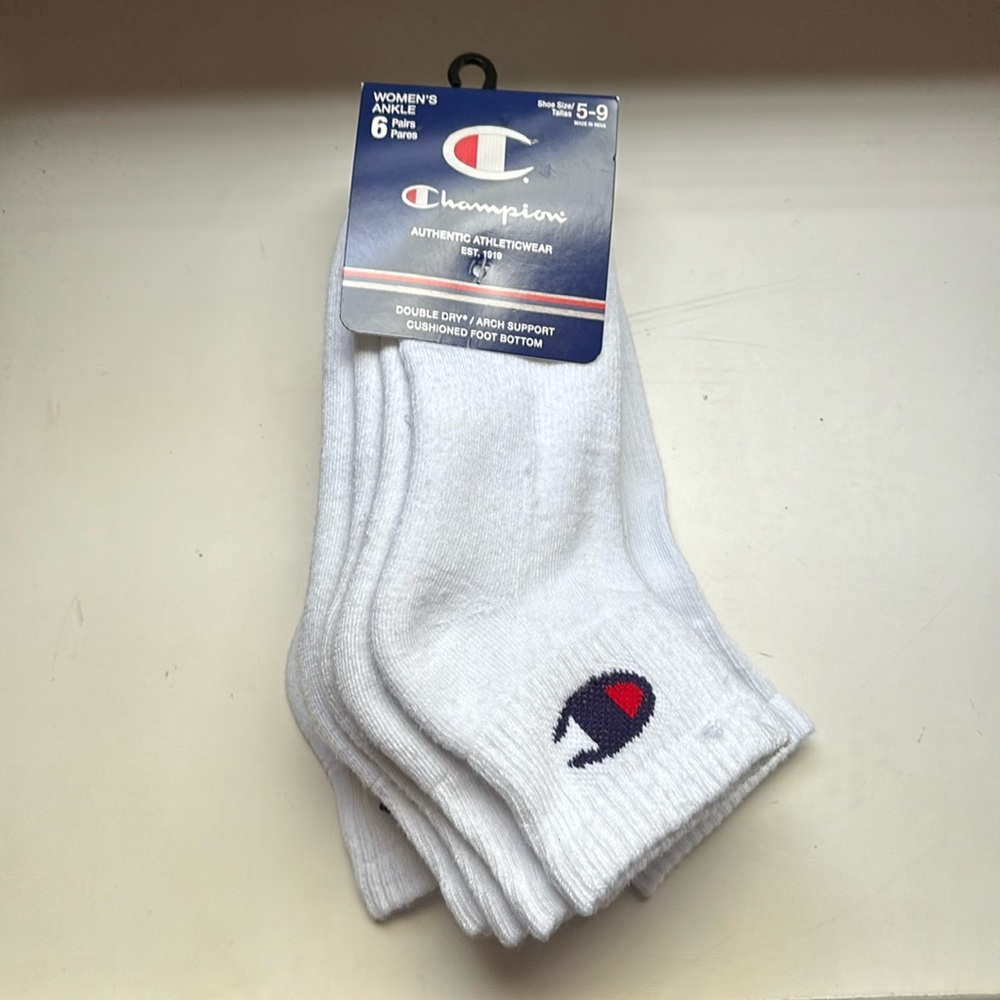 New Champion Socks Women’s Package 6 Pairs White Ankle Socks Athletic Casual - Picture 1 of 12